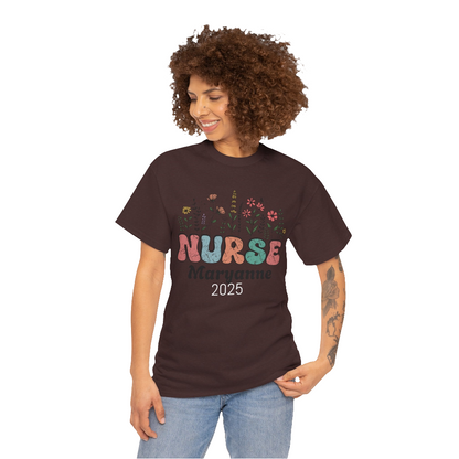 Personalized Flower Nurse Tee shirt - Unisex Tee