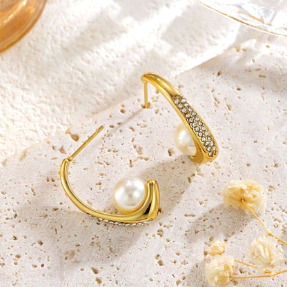 Rhinestone Pearl Earrings